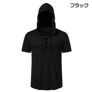 パーカー Tシャツ メンズ フード付き 半袖 ...の詳細画像4