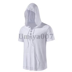 パーカー Tシャツ メンズ フード付き 半袖 ...の詳細画像5