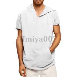 パーカー 半袖 夏 Tシャツ フード付き ゆっ...の詳細画像1
