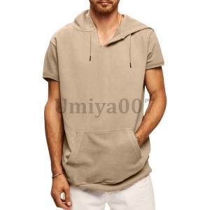 パーカー 半袖 夏 Tシャツ フード付き ゆっ...の詳細画像4