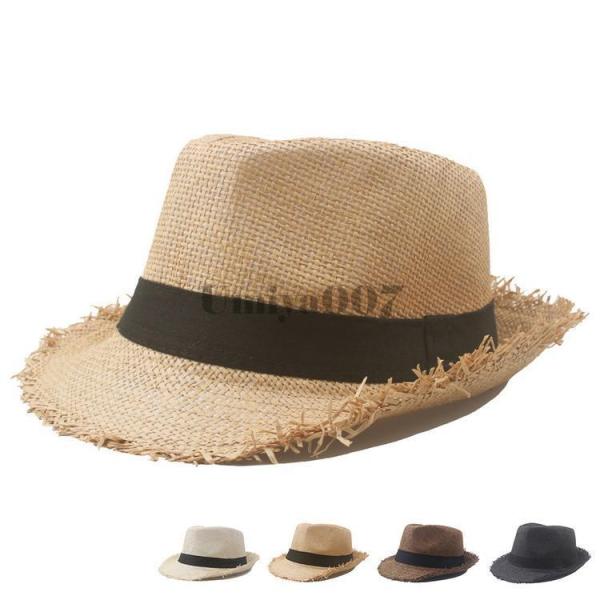 麦わら帽子 メンズ 中折れハット 帽子 ペーパーハット 中折れ帽 ソフトハット 春 夏 日よけ