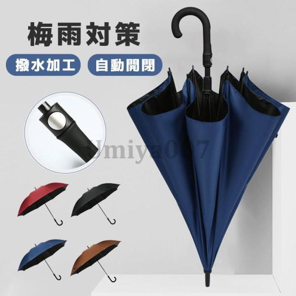 雨傘 ジャンプ傘 メンズ 長傘 ゴルフ傘 晴雨兼用 男女兼用 長柄 撥水 ワンタッチ 自動開閉 折れ...