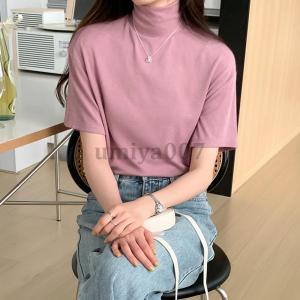 ハイネック半袖tシャツ レディース 薄手の詳細画像4