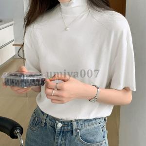 ハイネック半袖tシャツ レディース 薄手の詳細画像5