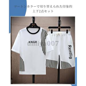 メンズ スウェット セットアップ 半袖 パーカ...の詳細画像5