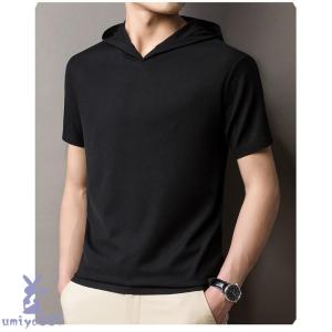 Tシャツ メンズ 半袖 無地 おしゃれ フード付き パーカー 速乾 接触冷感 半袖Tシャツ 夏服 薄手 カジュアルシャツ 半袖パーカー サマー