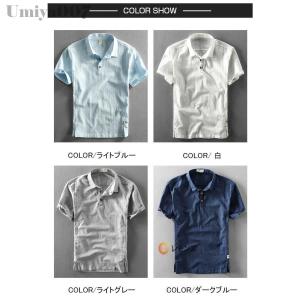 リネンシャツ メンズ プルオーバー シャツ カ...の詳細画像2