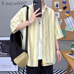 ストライプシャツ メンズ 半袖シャツ 通勤 カ...の詳細画像4