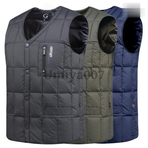 ダウンベスト メンズ ベスト ジャケット 80%ダウン ライトアウター 防寒 50代 60代 70代...