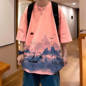 シャツ メンズ 五分袖Tシャツ クルーネック ...の詳細画像2