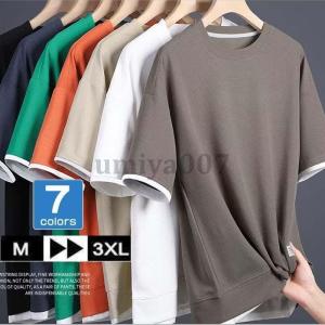 メンズファッションTシャツ メンズ 重ね着風 半袖 夏服 クルーネック トップス 男性 春 夏 ゆったり おしゃれ