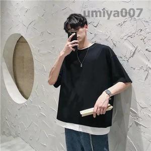 Tシャツ メンズ 夏物 半袖 五分袖 フェイク...の詳細画像3