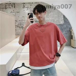 Tシャツ メンズ 夏物 半袖 五分袖 フェイク...の詳細画像4