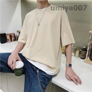 Tシャツ メンズ 夏物 半袖 五分袖 フェイク...の詳細画像5