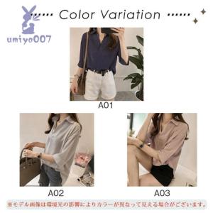 ブラウス シャツ 夏 半袖 レディース カジュ...の詳細画像4