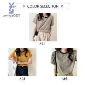 Tシャツ 半袖 レディース カットソー ゆった...の詳細画像4
