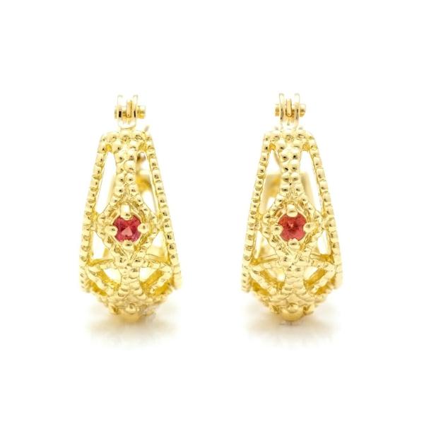 スナップピアス オレンジサファイア cortile イヤリング 両耳用 PT900・K18選択可 プ...