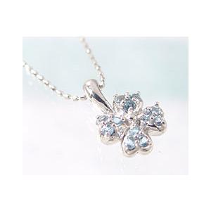 ペンダントトップ ブルートパーズ クローバー ネックレス PT900・K18