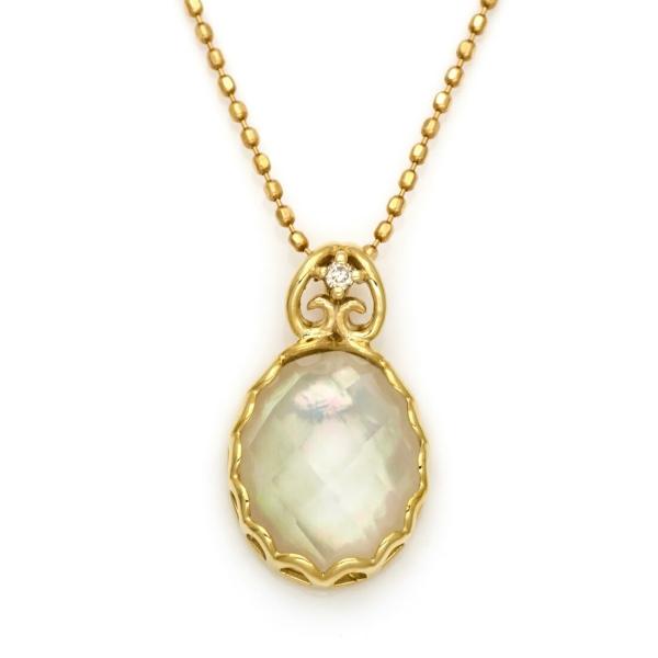 ペンダントトップ ホワイトシェル＆クリスタル ダイヤモンド doma ゴールド K10 レディース ...