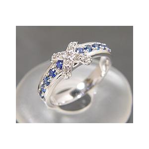 指輪 リング ブルーサファイア ダイヤモンド フラワーモチーフ PT900