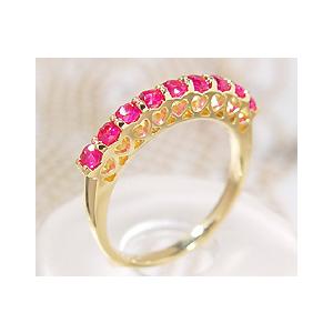K18ゴールド ハートリング ルビー K18 ルビー ハート リング 指輪 7月誕生石 アクセサリー : umu