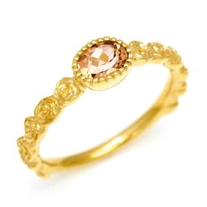 リング 指輪 インペリアルトパーズ ゴールド K18 バラモチーフ rosa 11月誕生石 プレゼント レディース 18K 18金｜umu