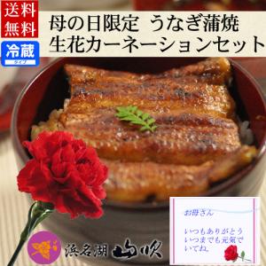 母の日 2024 うなぎ 浜名湖山吹 国産うなぎ串蒲焼 お吸物セット　生花カーネーション付き 送料無料 ギフト 300円offクーポン利用可能｜うなぎ浜名湖山吹