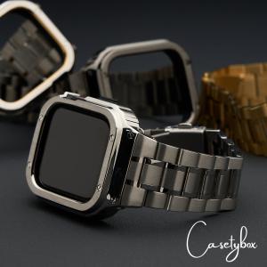 アップルウォッチ バンド メンズ apple watch バンド ステンレス ブランド 一体式ベルト 一体型 ケース 40mm 41mm 44mm 45mm 49mm