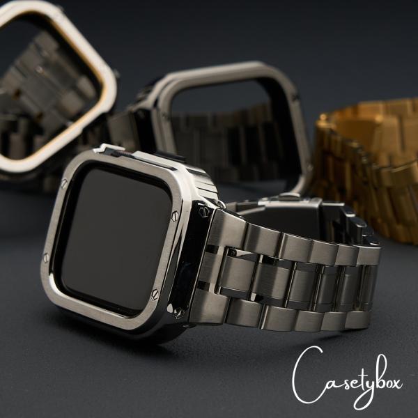 アップルウォッチ バンド メンズ apple watch バンド ステンレス ブランド 一体式ベルト...