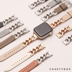 アップルウォッチ バンド apple watch チェーン ステンレス レディース 革 おしゃれ 細身 スリム レザー ユニセックス アップルウォッチバンド