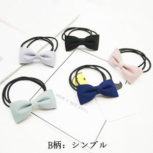 5柄 5色 ミニ リボン ヘアゴム 3連 チャ...の詳細画像4