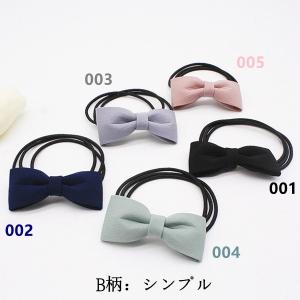 5柄 5色 ミニ リボン ヘアゴム 3連 チャ...の詳細画像5