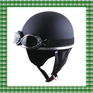 ゴーグル付 ビンテージ ヘルメットマッド ブラック
