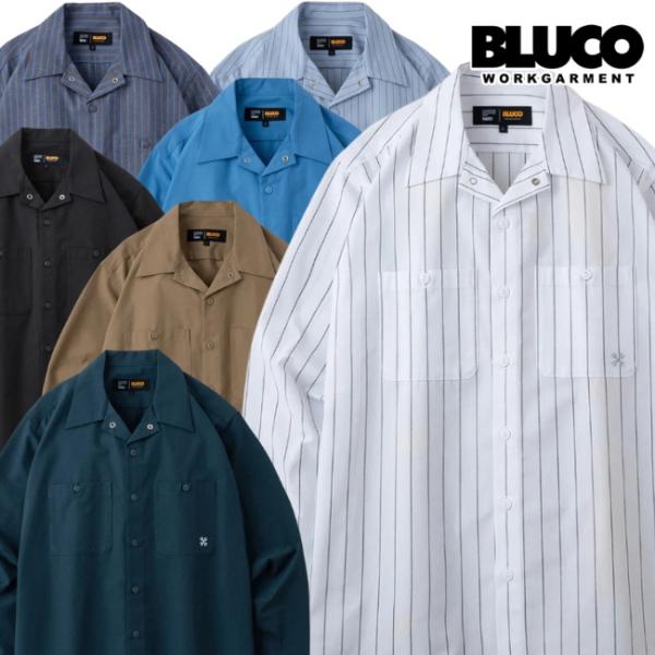 セール BLUCO ブルコ ワークシャツ メンズ 長袖 145-11-109 ストライプ ワークウェ...