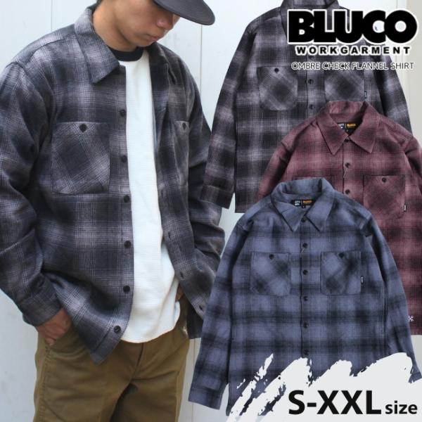 セール BLUCO ブルコ ネルシャツ オンブレチェック メンズ 長袖シャツ OMBRE CHECK...