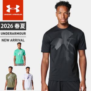 ☆ネコポス アンダーアーマー クリアランス メンズ Tシャツ 半袖 丸首 ビックロゴ テック エクストララージロゴ シャツ ルーズ 吸汗速乾 6012544 あすつく