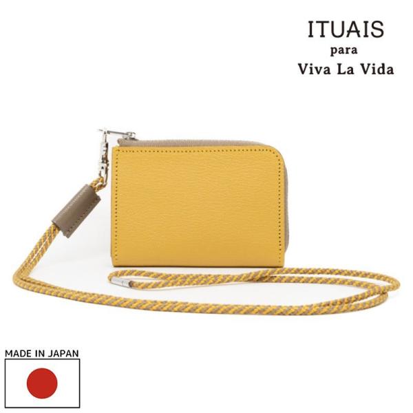 ITUAIS イトゥアイス MONTADO NECK MINI WALLET-YELLOW×GREI...