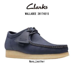 CLARKS(クラークス)ワラビー モカシン クレープソール スタンダード シューズ レザー ネイビ...