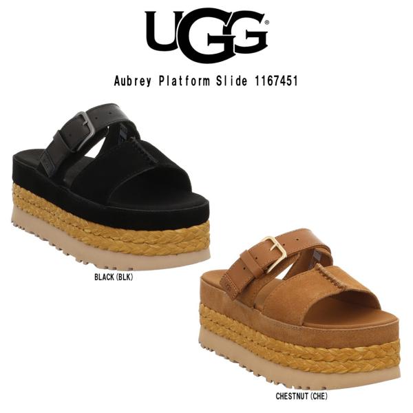 UGG(アグ)レディース オーブリー スライド サンダル プラットフォーム スエード レザー シュー...