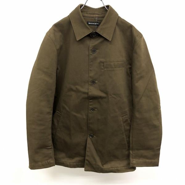 BOYCOTT ボイコット 3 メンズ ジャケット ボタン留め 無地 裏地無し 長袖 胸ポケット 日...