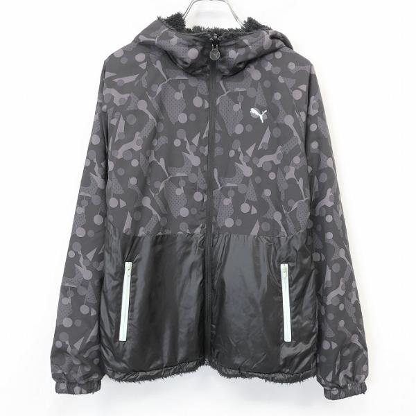 PUMA プーマ M レディース リバーシブル ジップ ジャケット パーカー ボア裏地 幾何学柄 長...