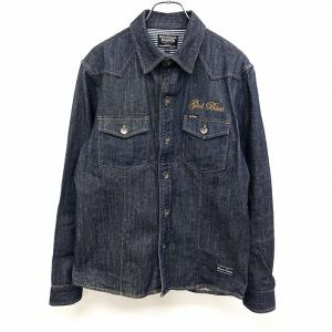 BRAVER ウエスタン デニム トラッカージャケット Gジャン ジージャン 英字刺繍 ボタン留め 長袖 綿×ポリウレタン M 2 ブルー 青 メンズ｜undo-rowa