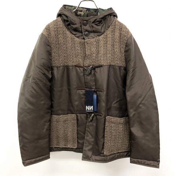 【新品】heart＆mind 中綿 ダッフル ジャケット トグルボタン留め 内側が迷彩柄 一部ニット...