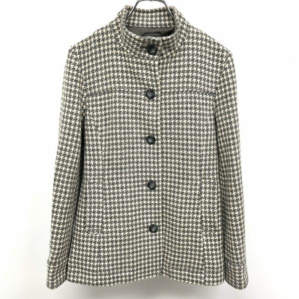 エディーバウアー Eddie Bauer ハイネック ジャケット ボタン留め 裏地付き 千鳥格子 長...