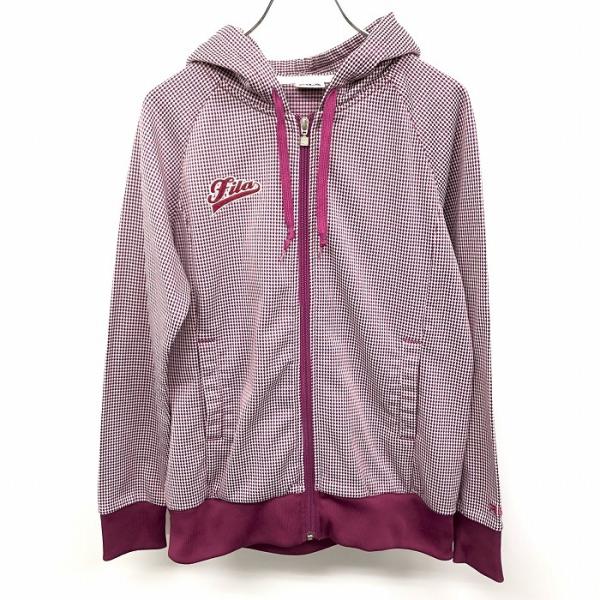 フィラ FILA ジップアップ ジャケット パーカー ブルゾン 総柄 ロゴ刺繍 長袖 ポリ100% ...