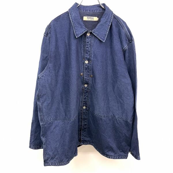 カンサイジーンズ KANSAI JEANS デニムシャツジャケット カバーオール 長袖 裏地なし ボ...