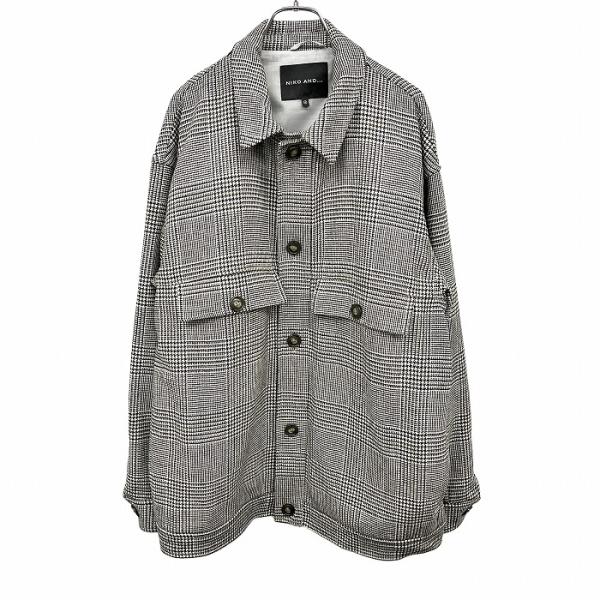 ニコアンド niko and ... 少し薄手 ジャケット ボタン留め グレンチェック 裏地付き 長...