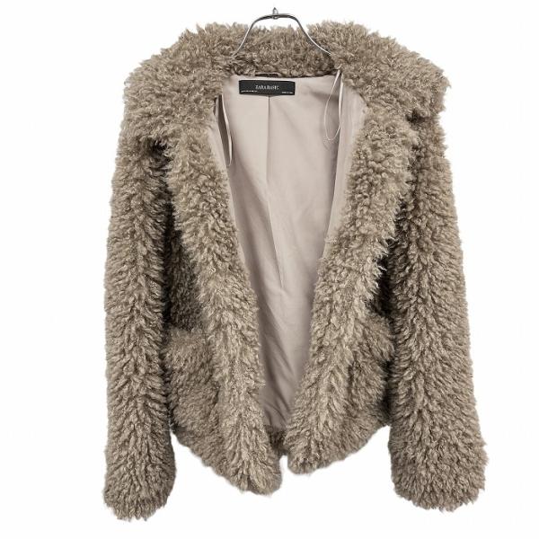 ザラ ベーシック ZARA BASIC もこもこ 襟付き ガウンジャケット 裏地付き 無地 長袖 ボ...