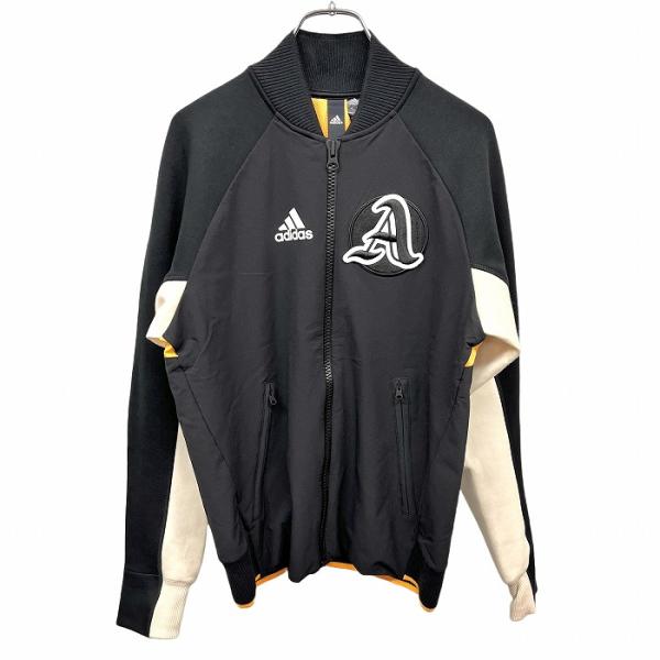 adidas 少し薄手 ブルゾン ジャケット メッシュ裏地 ラグラン 袖が別生地 長袖 S ブラック...