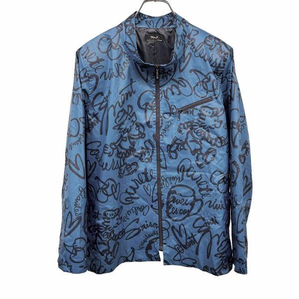 トピィーズ TOPYS 薄手 ジャケット 裏地付き 肩パッド 総柄 英字 イラスト ハート チェリー...